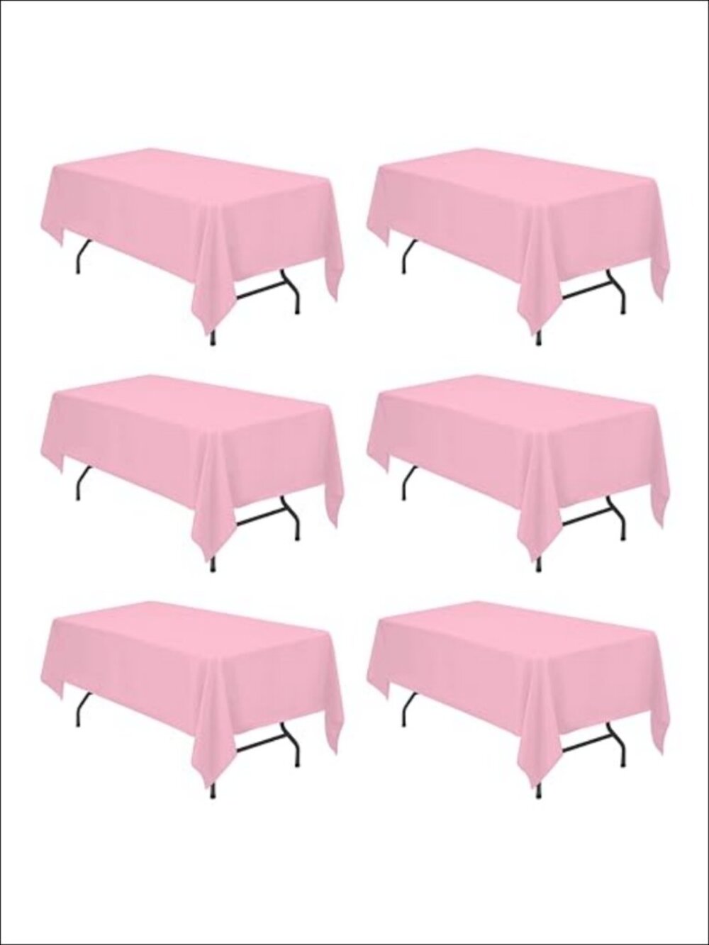 6 Pack Tablecloths 60x102 Inch Polyester Spill Resistant Hemmed Rectangle 8 Seat